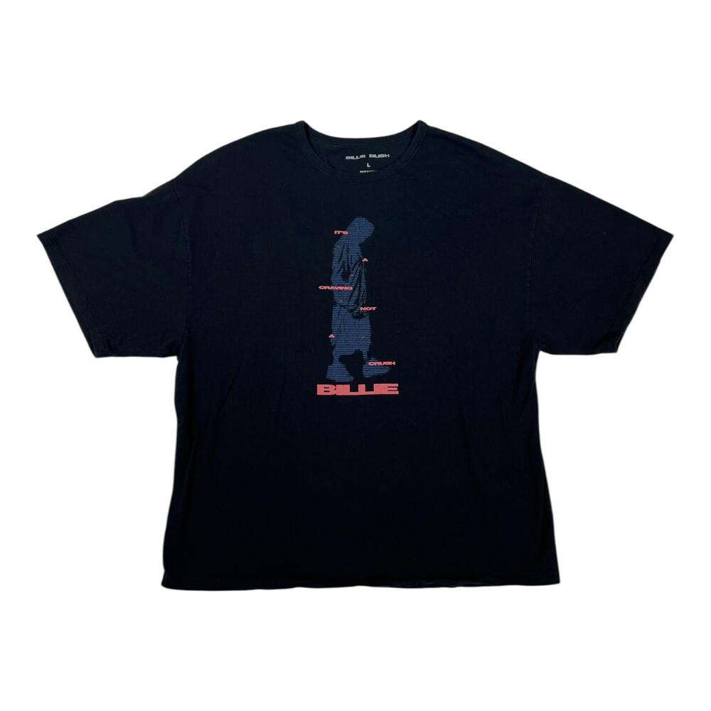 Billie Eilish T-Shirt Size Large Black Craving Not A Crush Graphic Music Tee